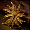 Vintage Inspire 18K Plated Copper Flower Brooch