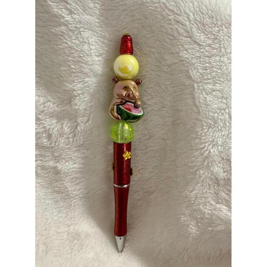 Watermelon Capybara Beaded Pen