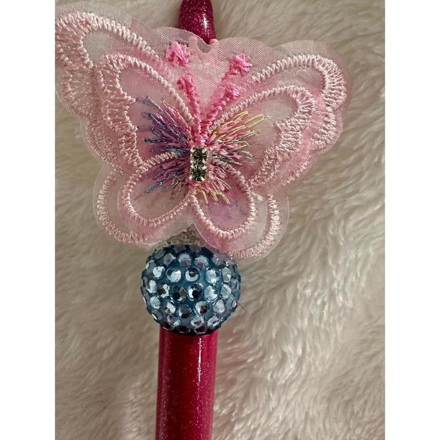 White Crystal Fairy Bear Beaded Pen