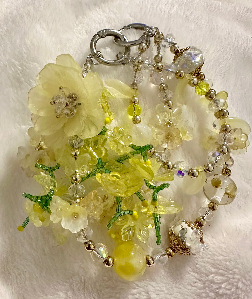 Yellow Brooch Triple Strand Bag Chain