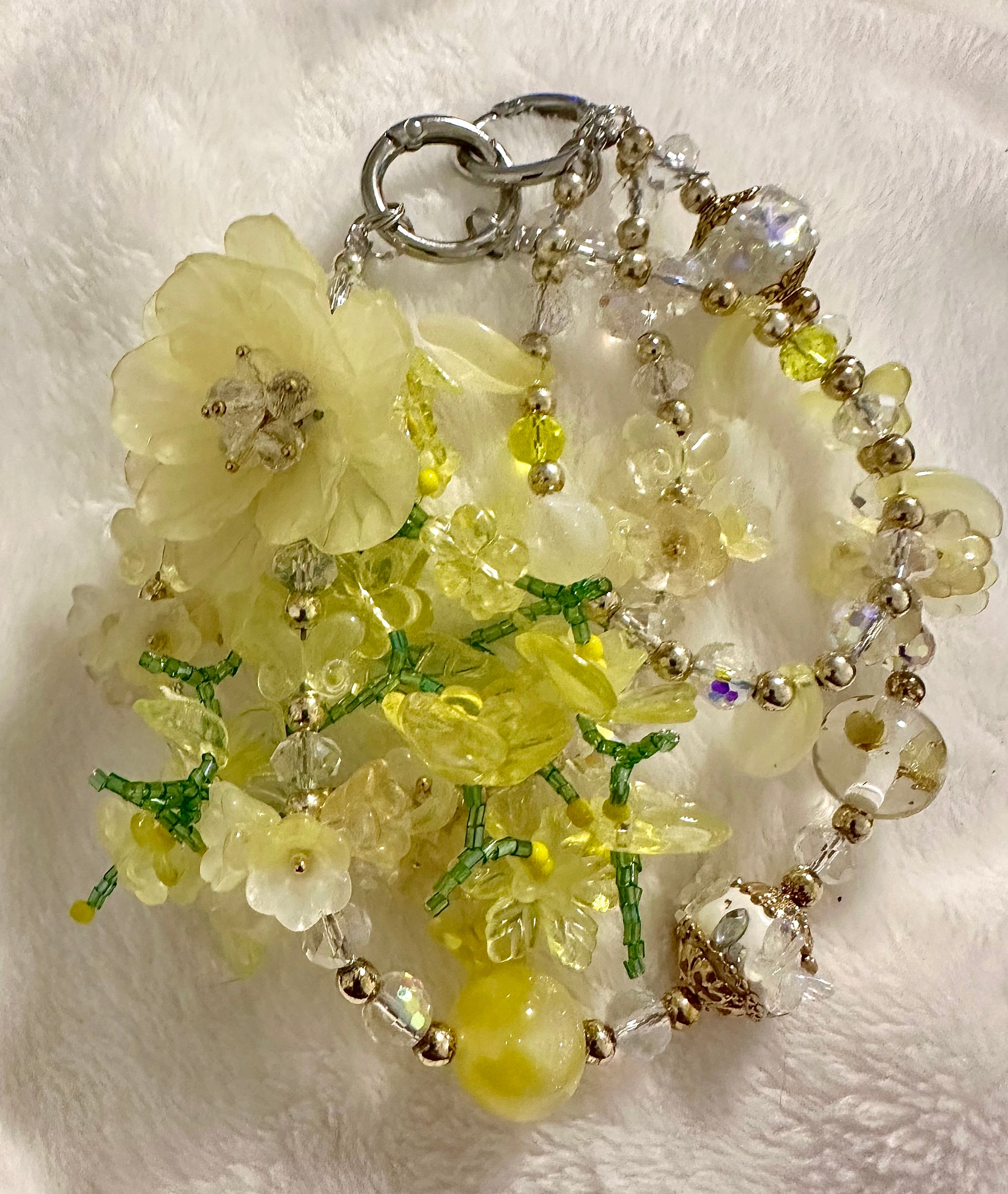 Yellow Brooch Triple Strand Bag Chain