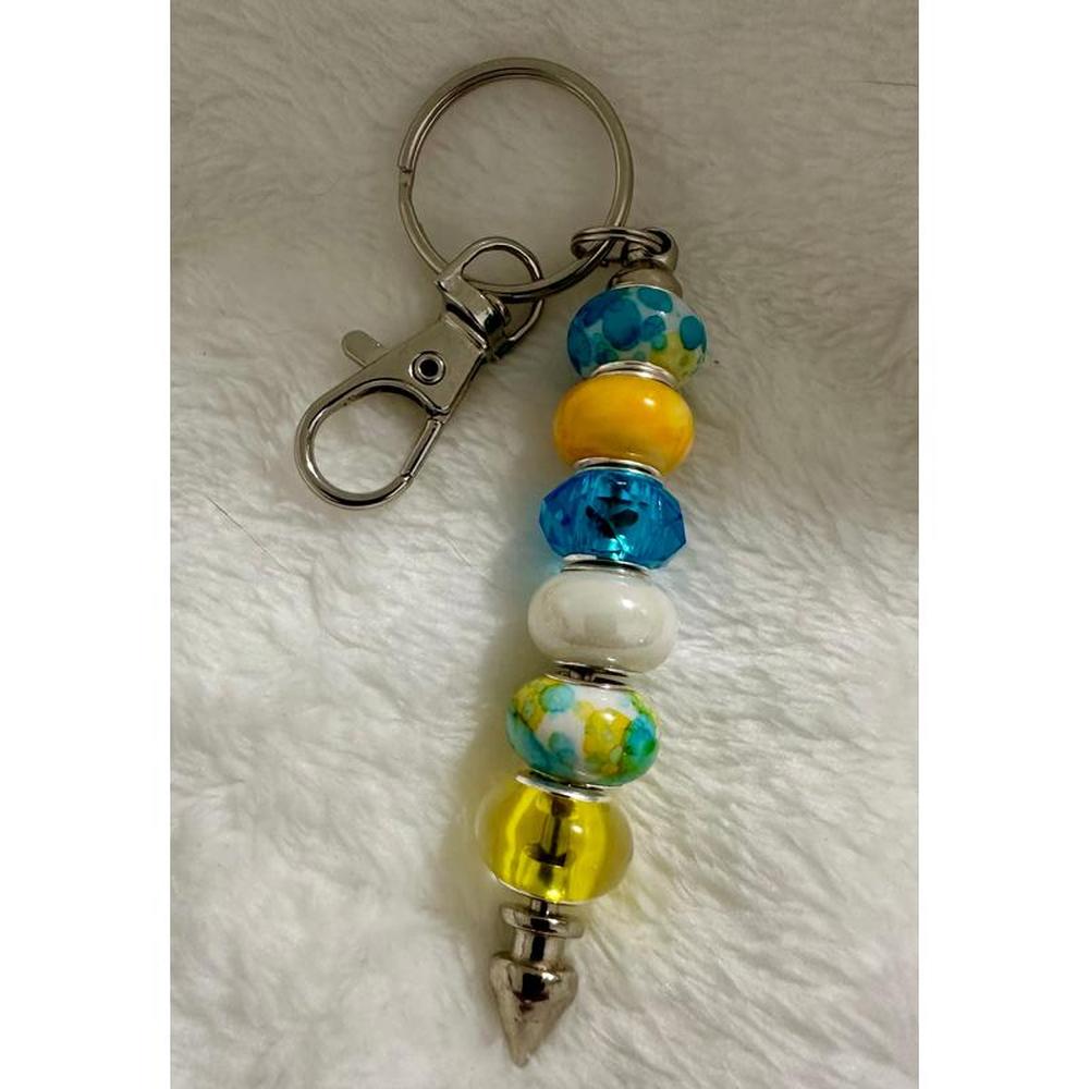 Yellow Glass Beaded Keychain