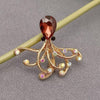 Inlaid Rhinestone & Glass Octopus Brooch