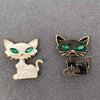 Enamel Black & White Cat Brooch: Black