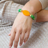 Apricot Green Agate Chunky Golden Bracelet
