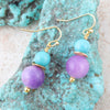 Genuine Aruba Purple Jade Golden Drop Earrings
