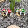 Enamel Elephant Brooch: Green