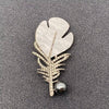 Rhinestone Feather Brooch: Silver
