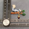 Enamel Squirrel Picking Nut Brooch: Gray
