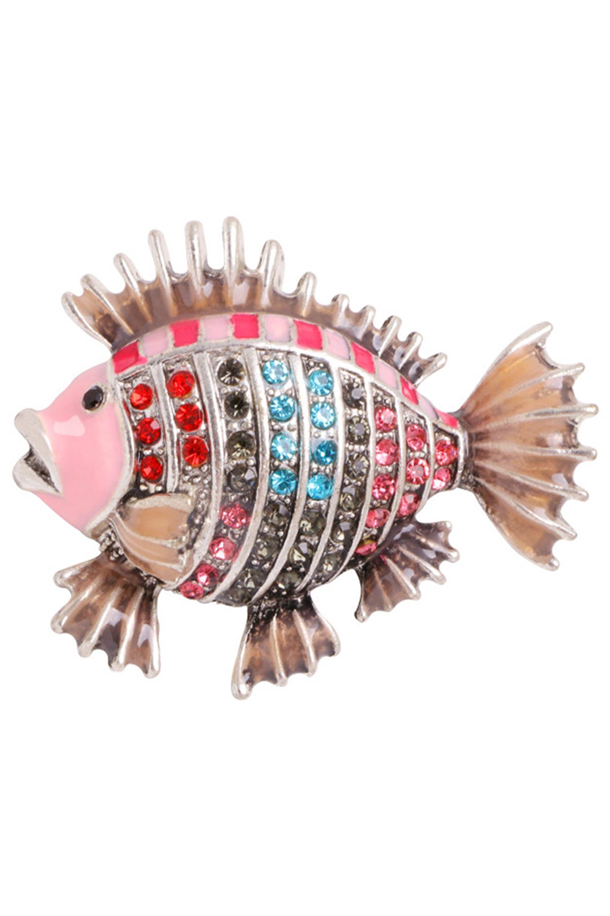 Pink Puffer Fish Rhinestone Brooch