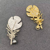 Rhinestone Feather Brooch: Silver