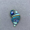 Blue Enamel Rhinestone Conch Brooch