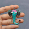 Vintage Indian Style Enamel Elephant Head Brooch