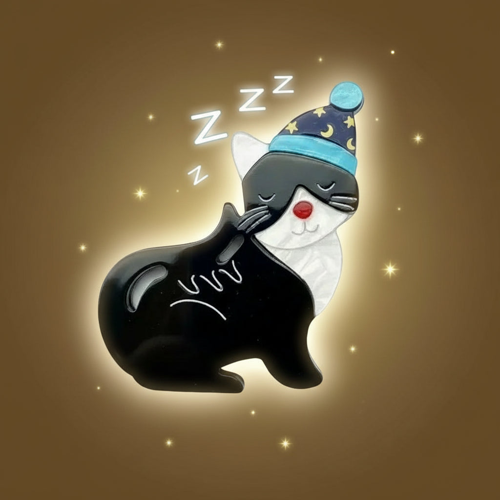 House Cat with Hat Acrylic Brooch