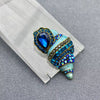 Blue Enamel Rhinestone Conch Brooch