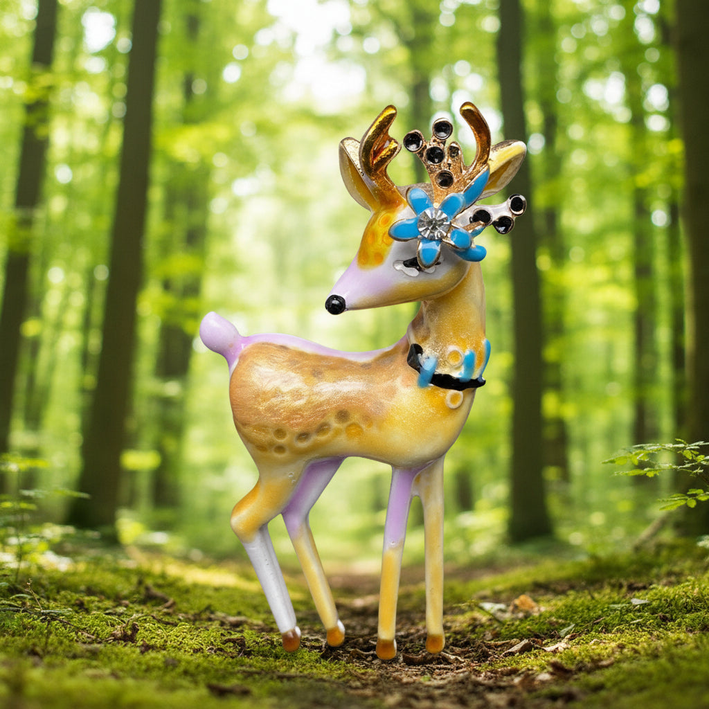 Enamel Deer Brooch