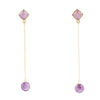 Chained Up Purple Amethyst and Golden Bronze Dangle Earrings