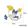 Ginkgo Bird Blue Yellow Brooch