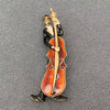 Enamel Musician Playing Cello Brooch: Brown