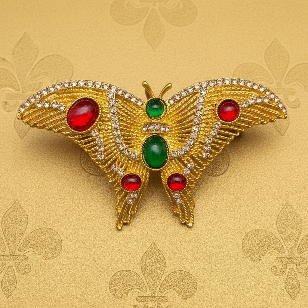 Art Deco Style Gold Plated Butterfly Brooch