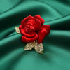 Red Rose Flower Brooch