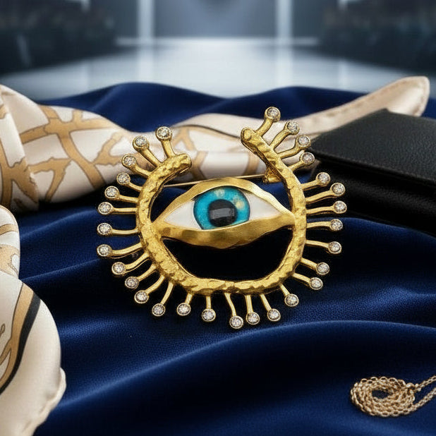 Schiaparelli-Inspired Evil Eye Brooch