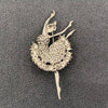 Rhinestone Dancing Ballerina Brooch: Gold