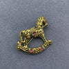 Aged Brass Rocking Horse Brooch