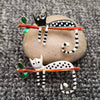 Abstract Enamel Spotted Cat Brooch: Black