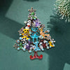 Christmas Bears Tree Rhinestone Brooch