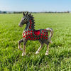Red Rhinestone Textured Horse Brooch
