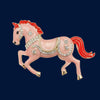 Enamel Rhinestone Horse Brooch: PInk + Red