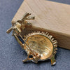 Hedgehog Under Enameled Daisies Brooch