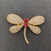 Rhinestone Dragonfly Brooch Clothes Pin: Red