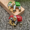 Enamel Elephant Brooch: Green