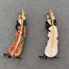 Enamel Musician Playing Cello Brooch: Brown