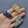 Rhinestone Owl Brooch: Blue