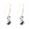 Agate Black and White Neutrals Golden Drop Earrings