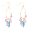 Purple Periwinkle Amethyst and Blue Magnesite Golden Chandelier Earrings