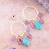 Purple Periwinkle Amethyst and Blue Magnesite Golden Chandelier Earrings